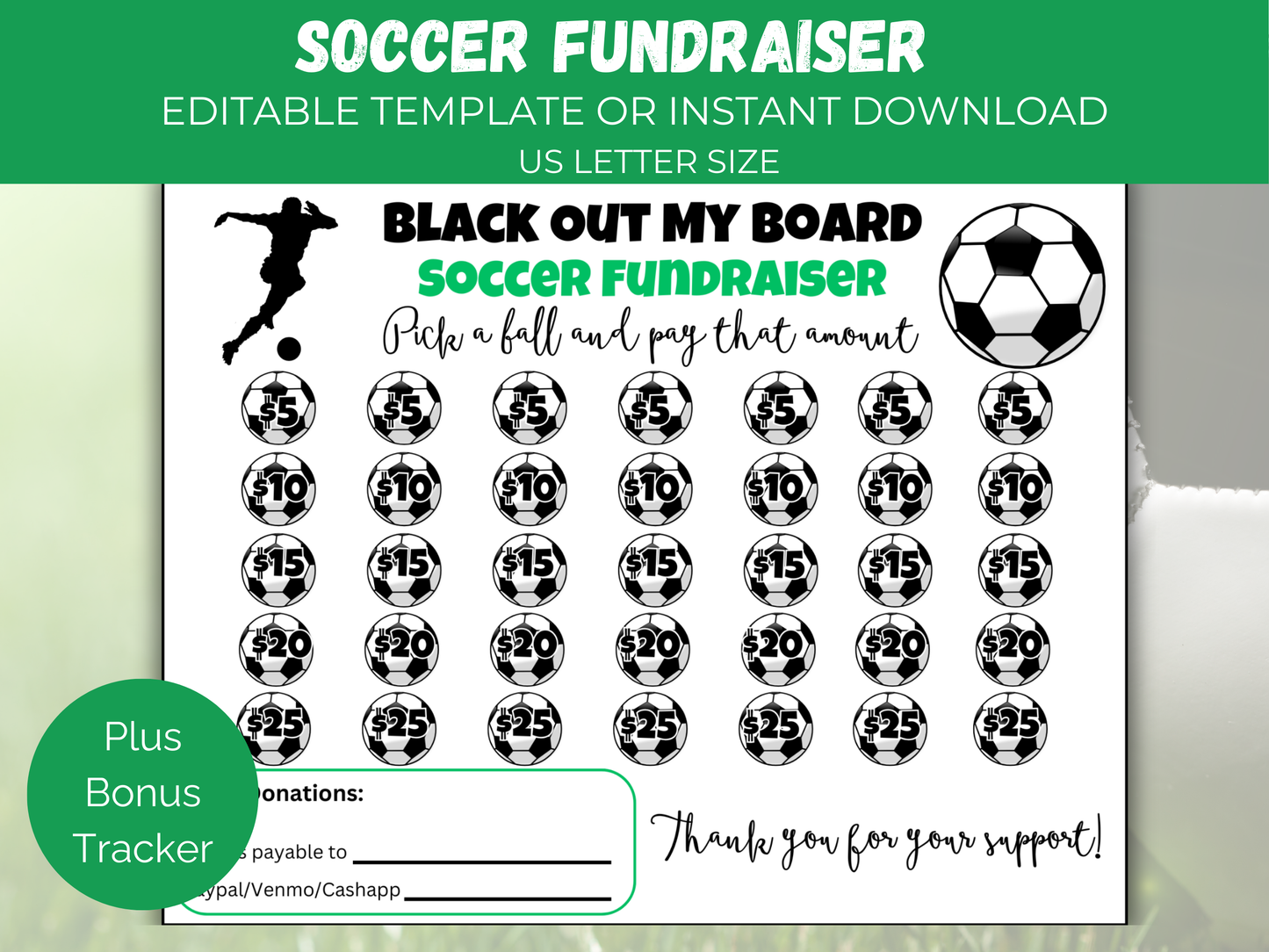 Editable Soccer Black Out My Board Fundraiser