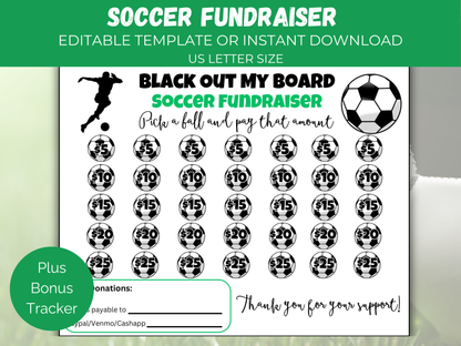 Editable Soccer Black Out My Board Fundraiser