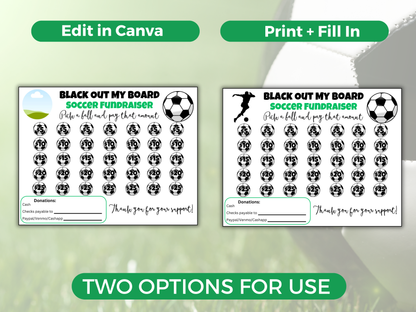 Editable Soccer Black Out My Board Fundraiser