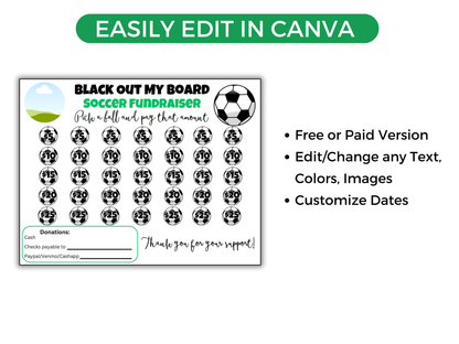Editable Soccer Black Out My Board Fundraiser