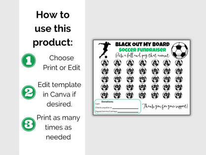 Editable Soccer Black Out My Board Fundraiser