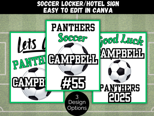 Editable Soccer Locker Sign Template