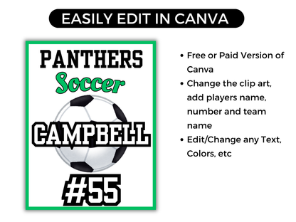 Editable Soccer Locker Sign Template