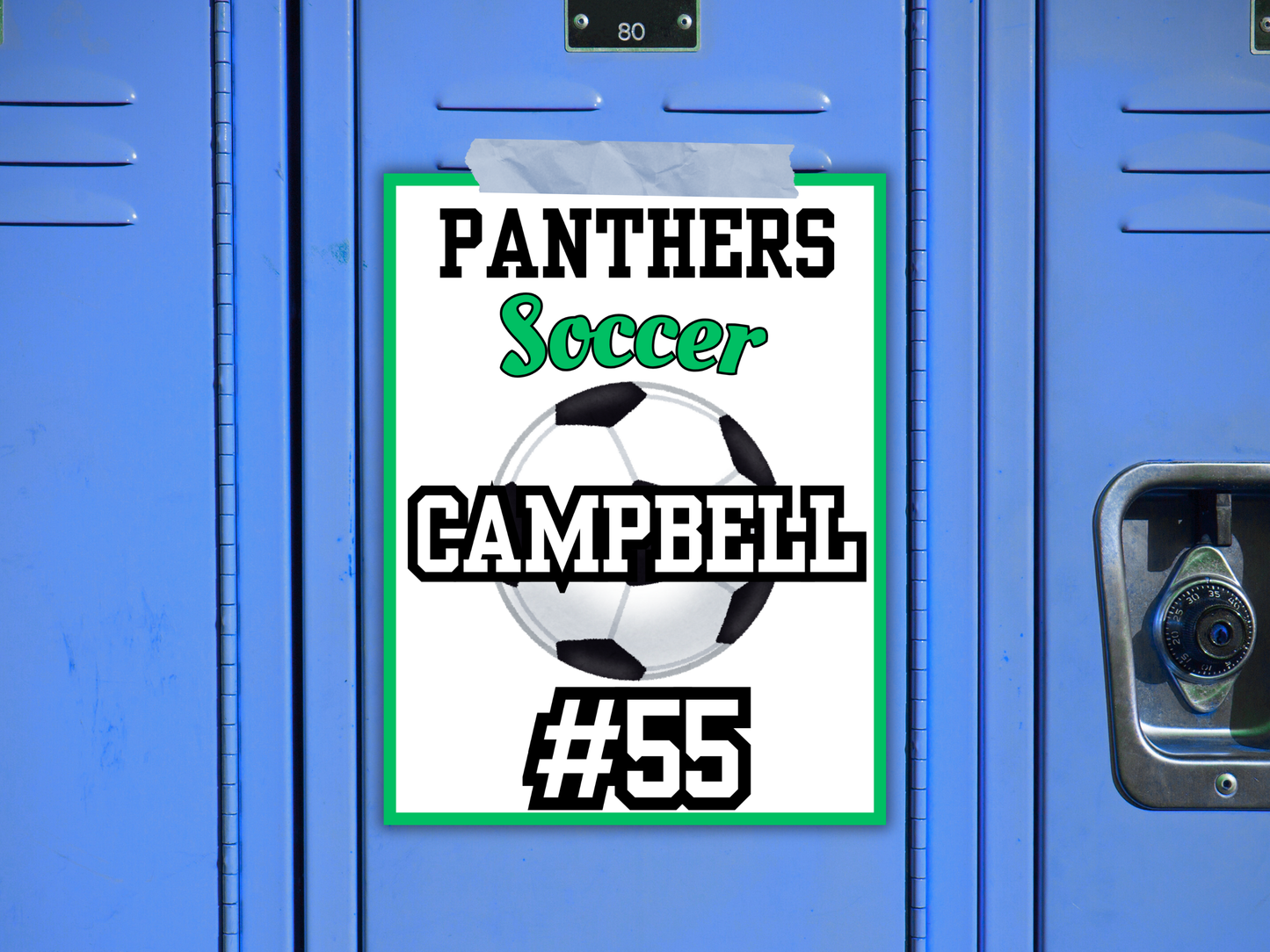 Editable Soccer Locker Sign Template