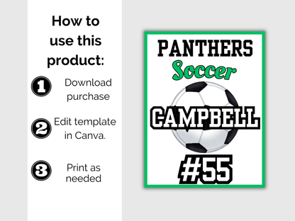 Editable Soccer Locker Sign Template