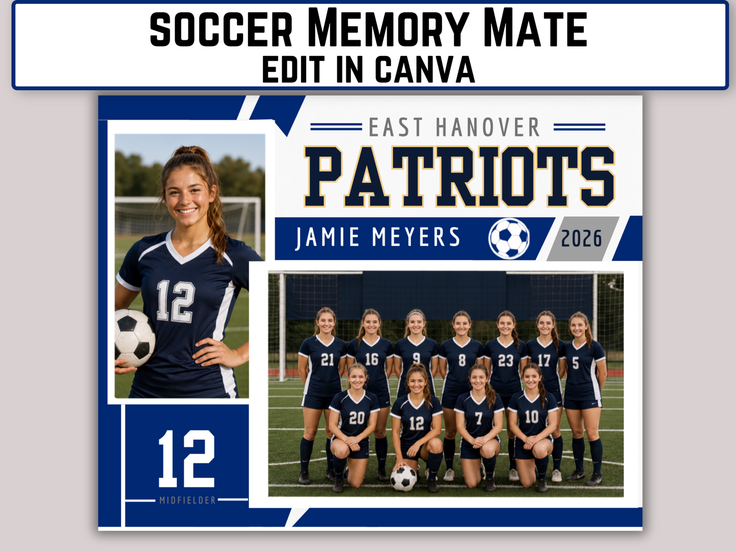 Editable Soccer Memory Mate Template
