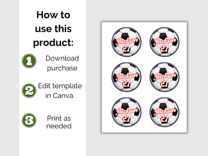 Editable Soccer Name Tags Template