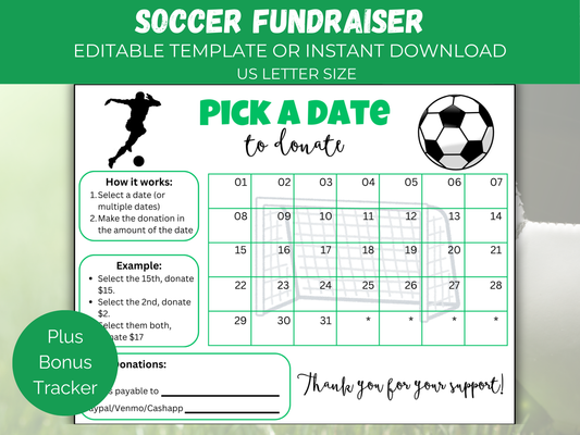Editable Soccer Pick A Date