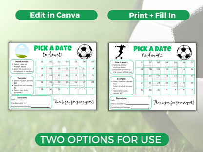 Editable Soccer Pick A Date