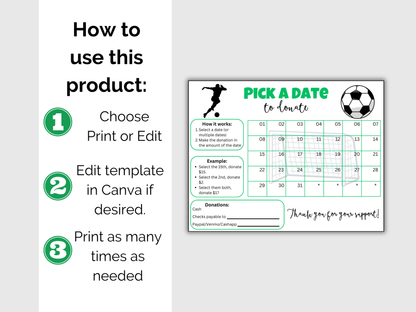 Editable Soccer Pick A Date