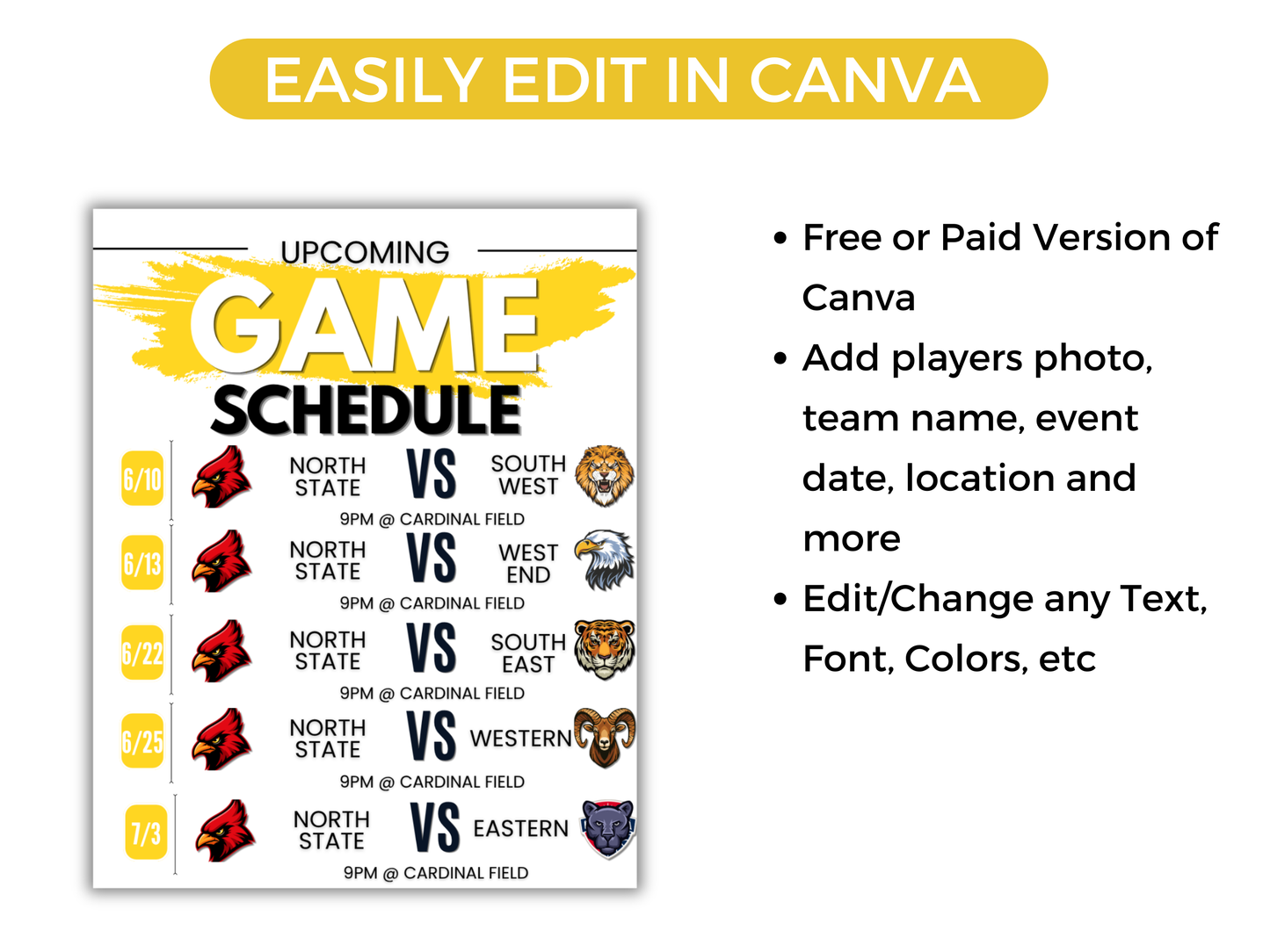 Soccer Schedule Template