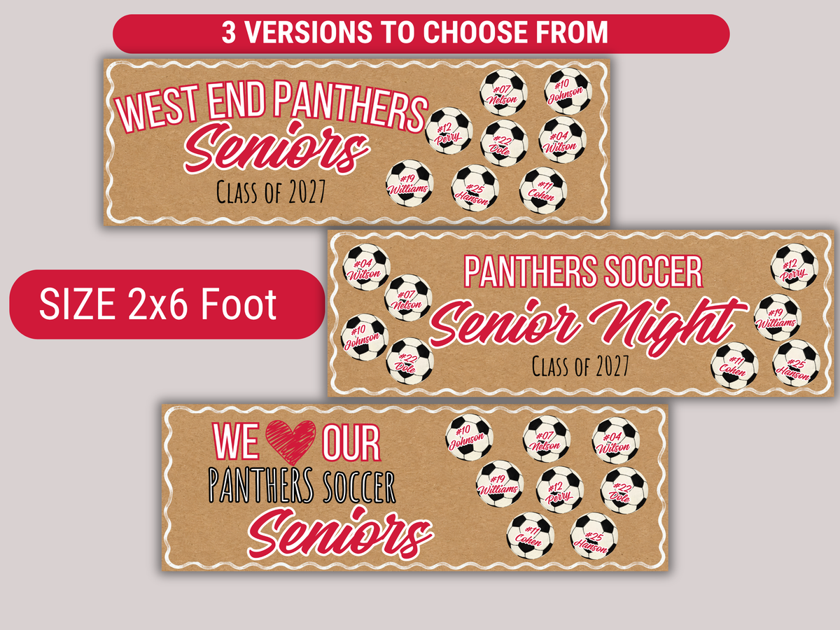 Editable Soccer Senior Brown Paper Banner