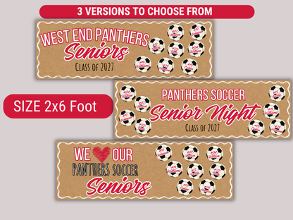 Editable Soccer Senior Brown Paper Banner