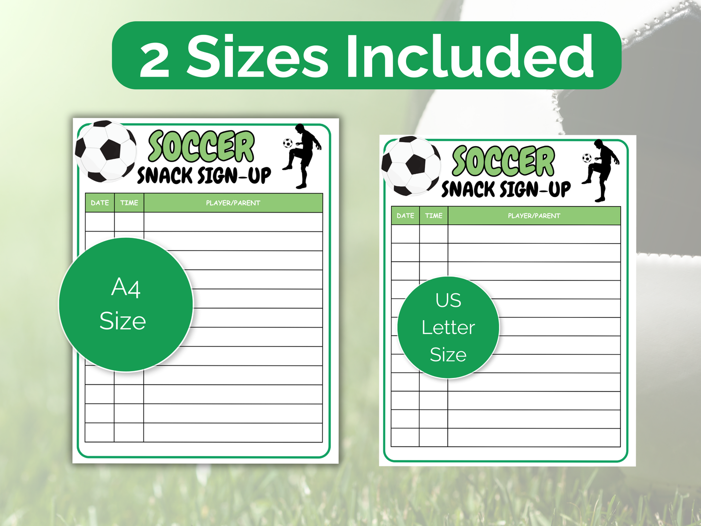 Soccer Snack Sign Up Sheet