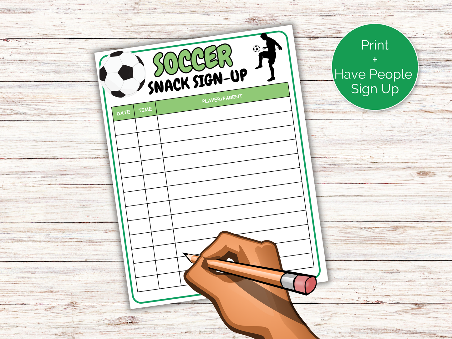 Soccer Snack Sign Up Sheet