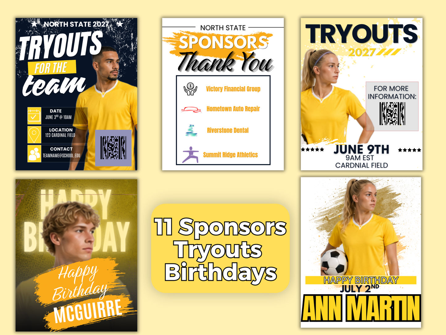 Soccer Social Media Templates Bundle