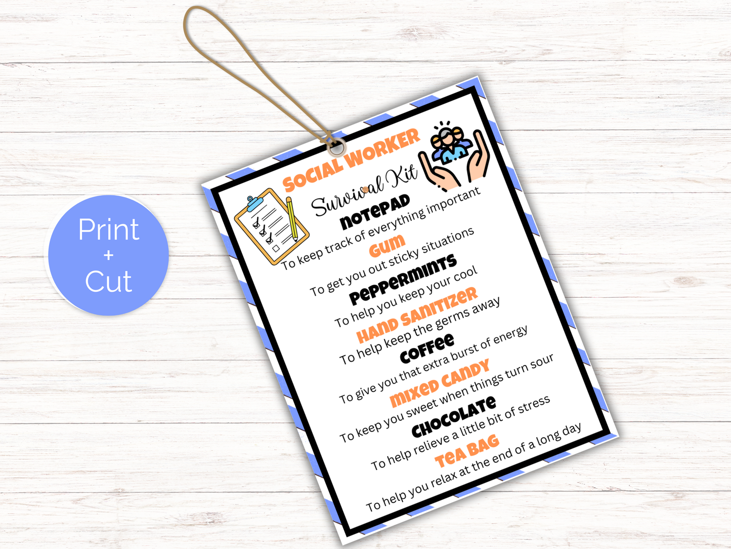 Editable Social Worker Survival Kit Gift