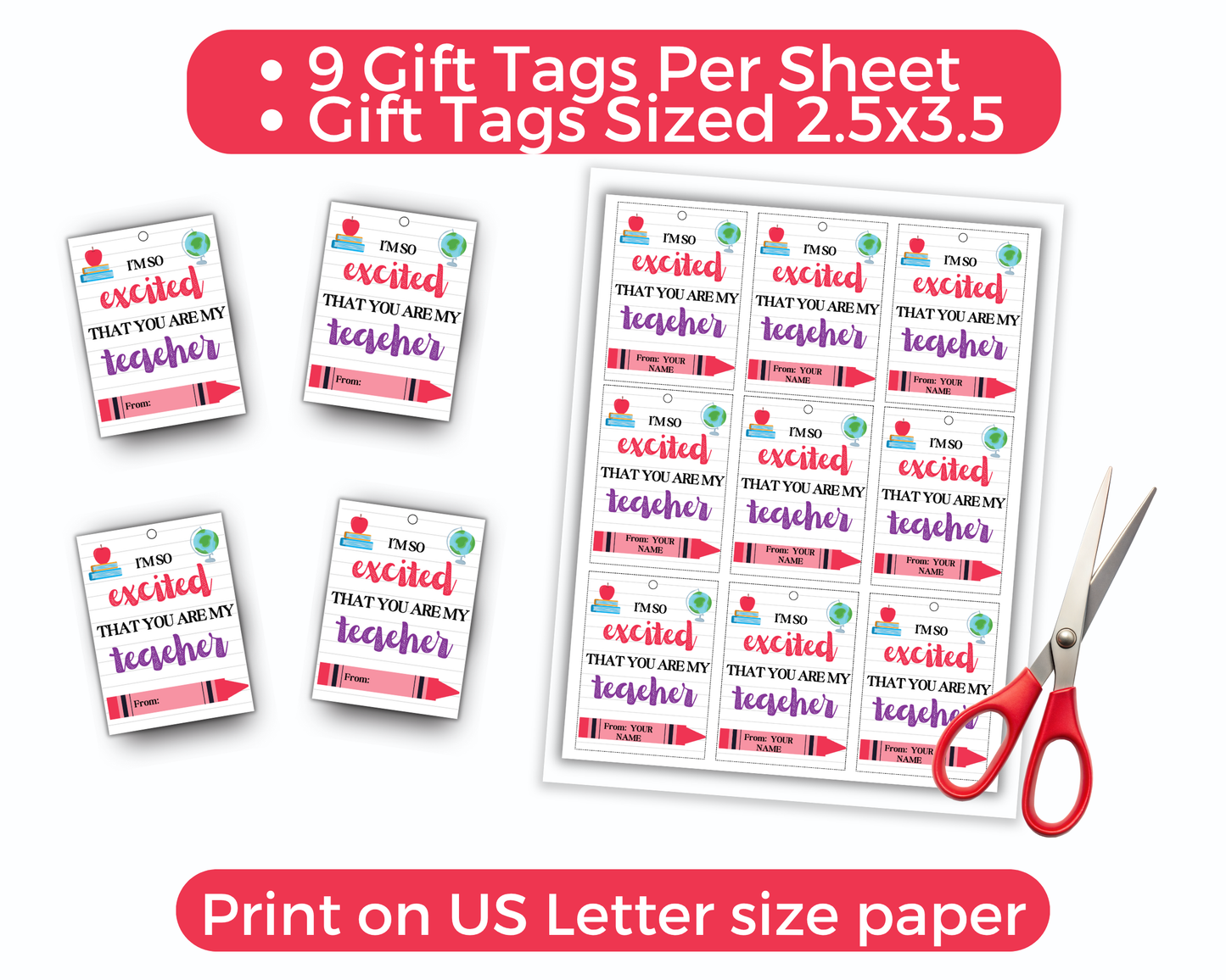 Editable First Day of School Teacher Gift Tag