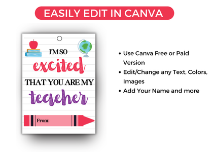 Editable First Day of School Teacher Gift Tag