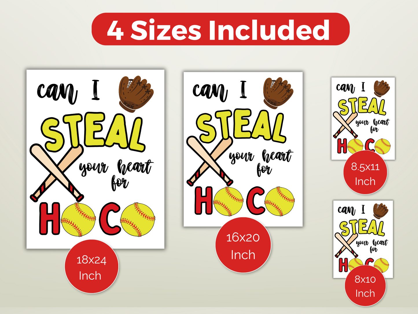 Editable Softball Homecoming Proposal Sign