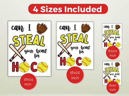 Editable Softball Homecoming Proposal Sign