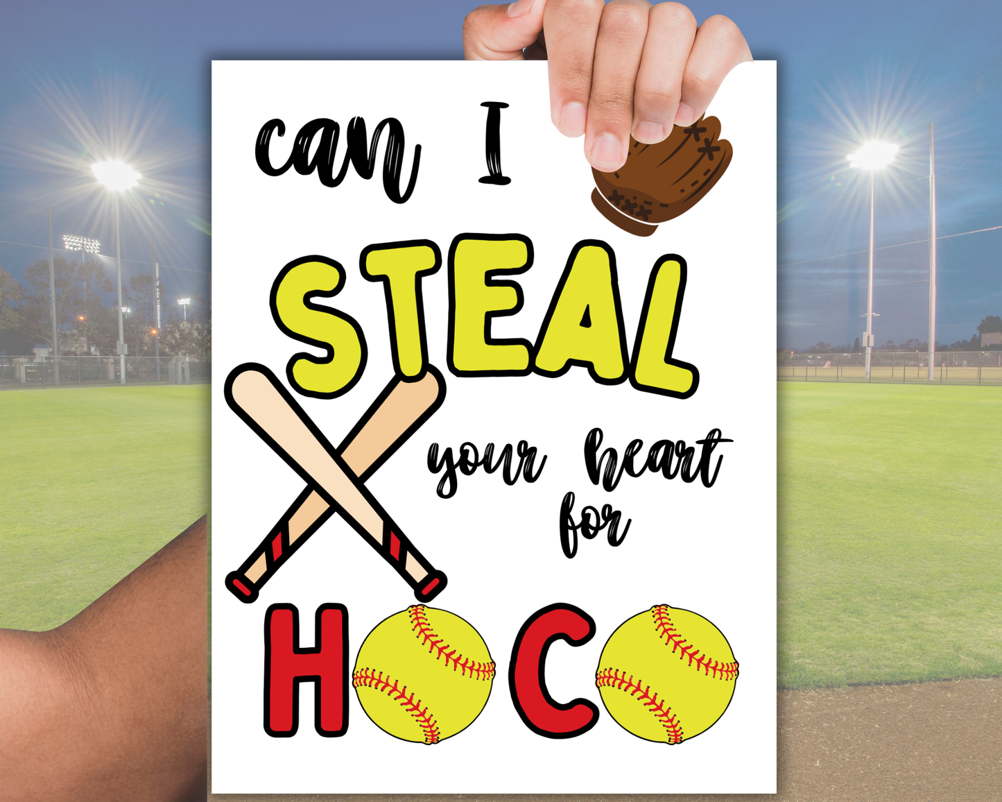 Editable Softball Homecoming Proposal Sign