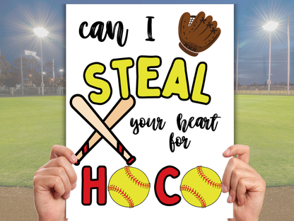 Editable Softball Homecoming Proposal Sign
