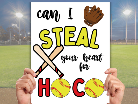 Editable Softball Homecoming Proposal Sign
