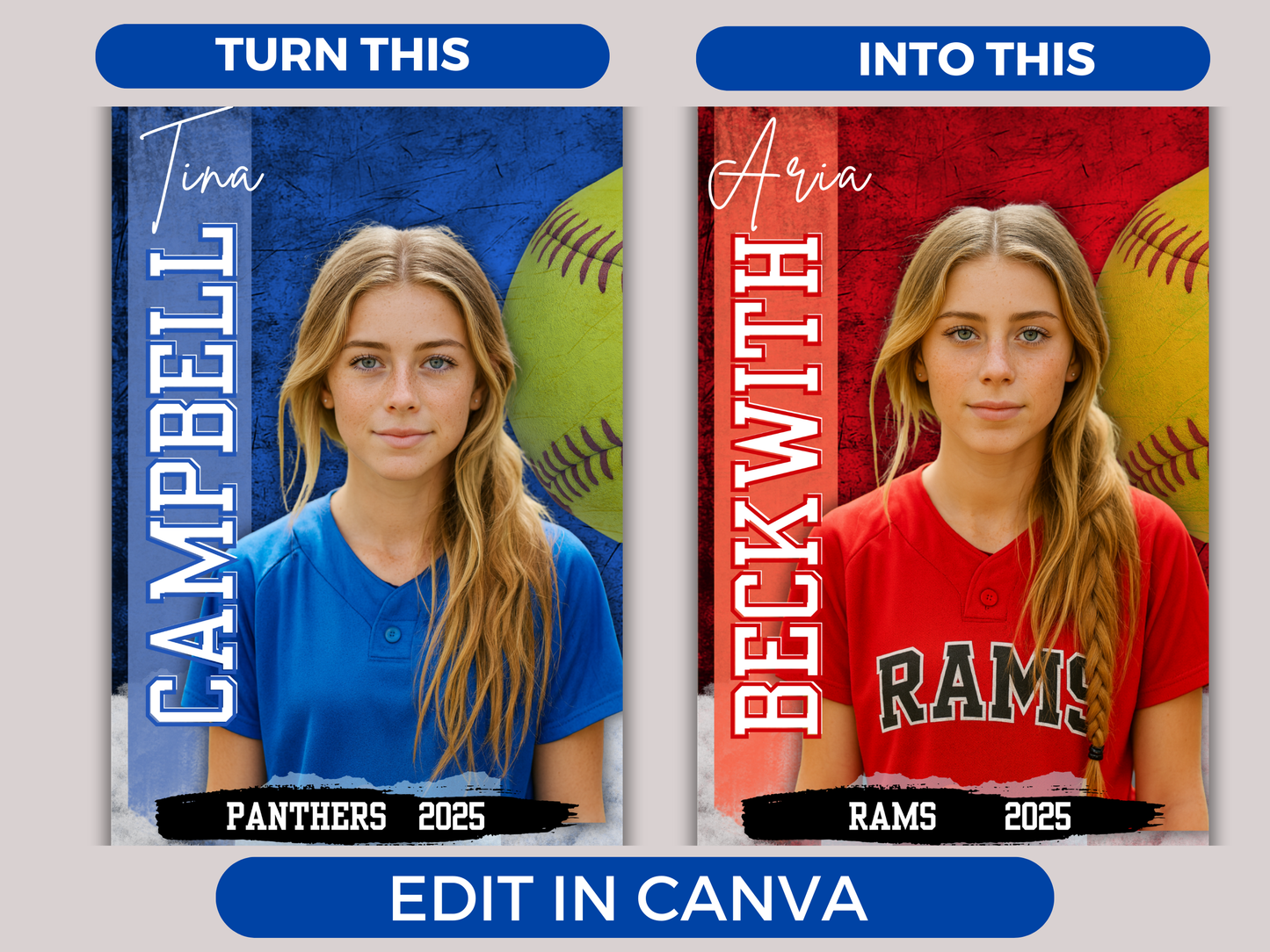 Editable Senior Softball Banner Template