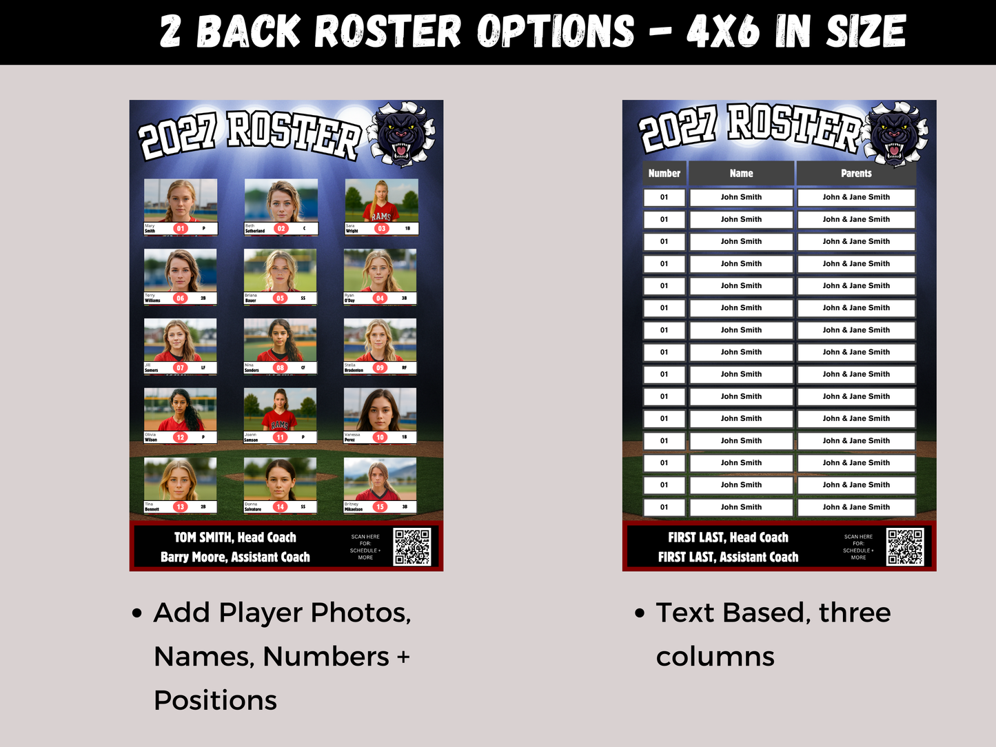 Softball Team Roster Lanyard Template