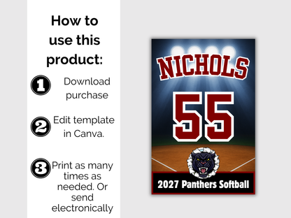 Softball Team Roster Lanyard Template