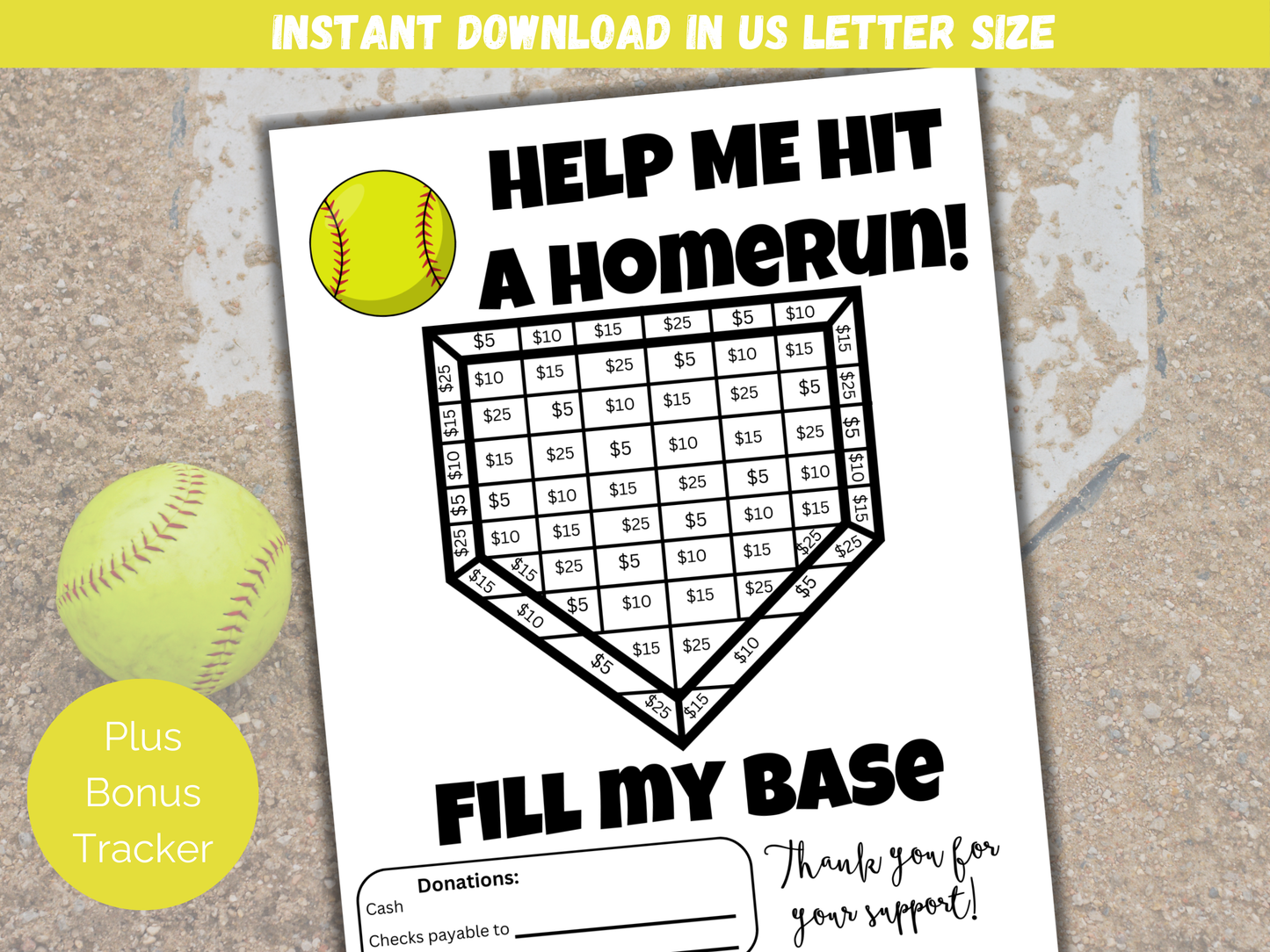 Fill My Softball Base Fundraiser Template