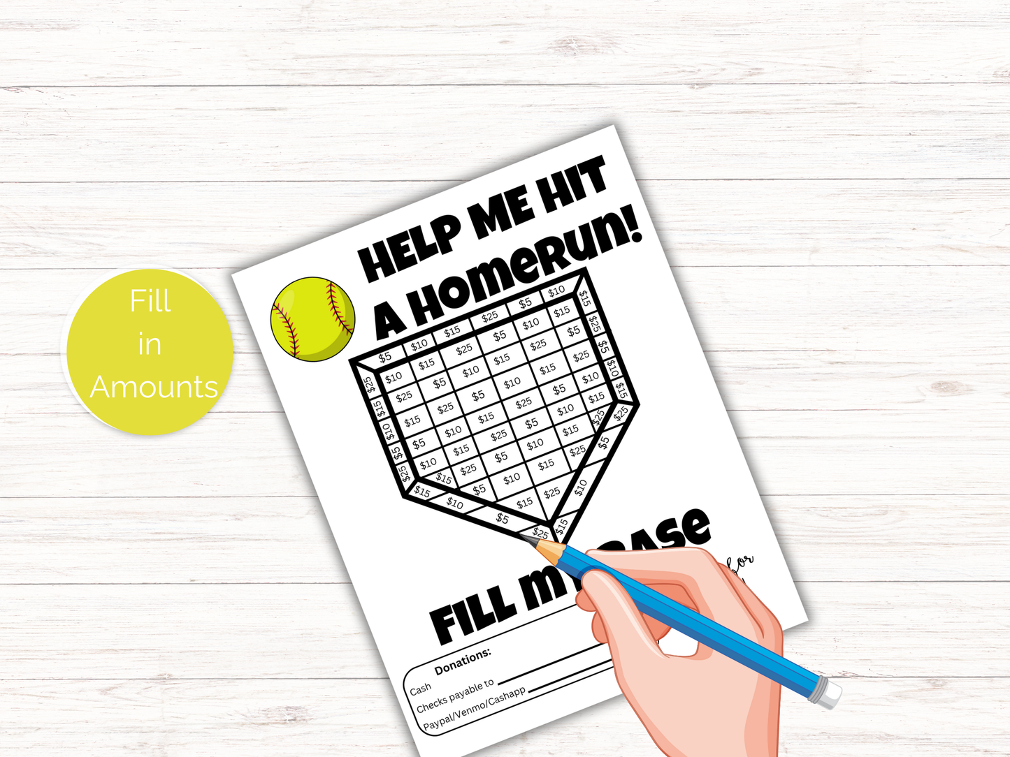 Fill My Softball Base Fundraiser Template