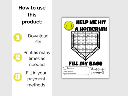 Fill My Softball Base Fundraiser Template