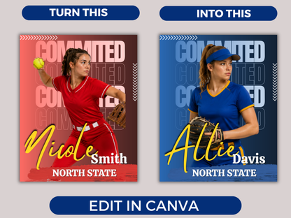 Softball Committed Poster Template