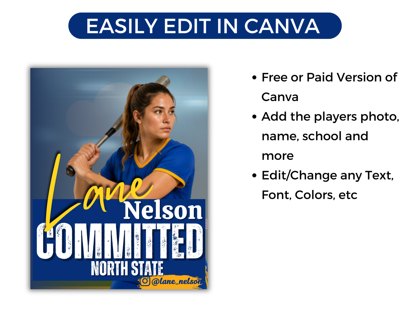 Softball Committed Poster Template
