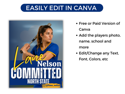 Softball Committed Poster Template