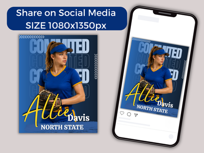 Softball Committed Poster Template