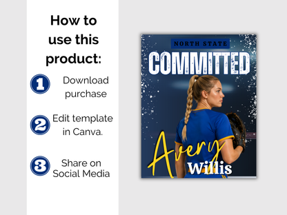Softball Committed Poster Template