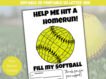 Editable Fill My Softball Fundraiser Template
