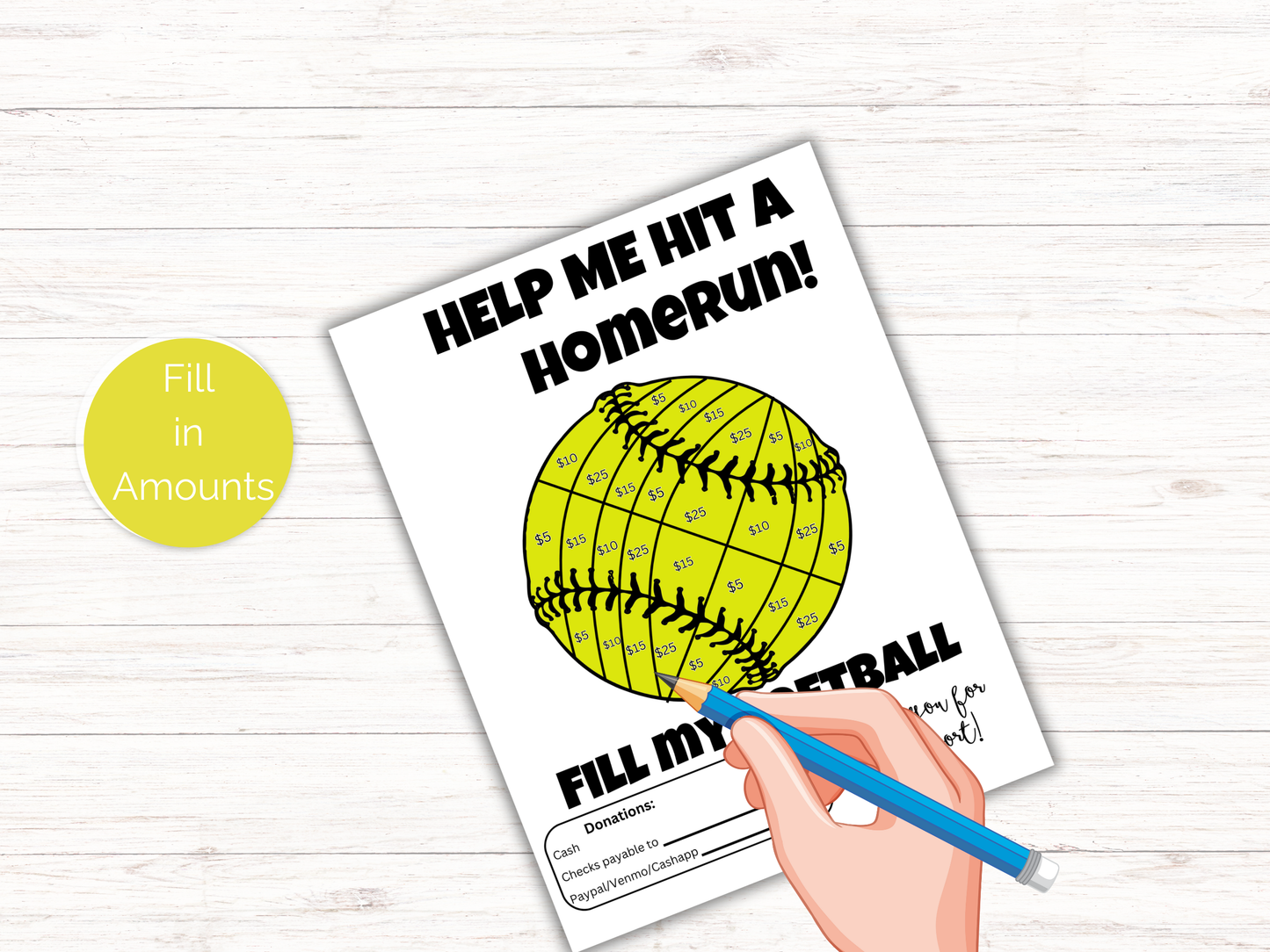 Editable Fill My Softball Fundraiser Template