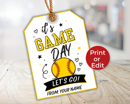 Editable Softball Team Treat Tags