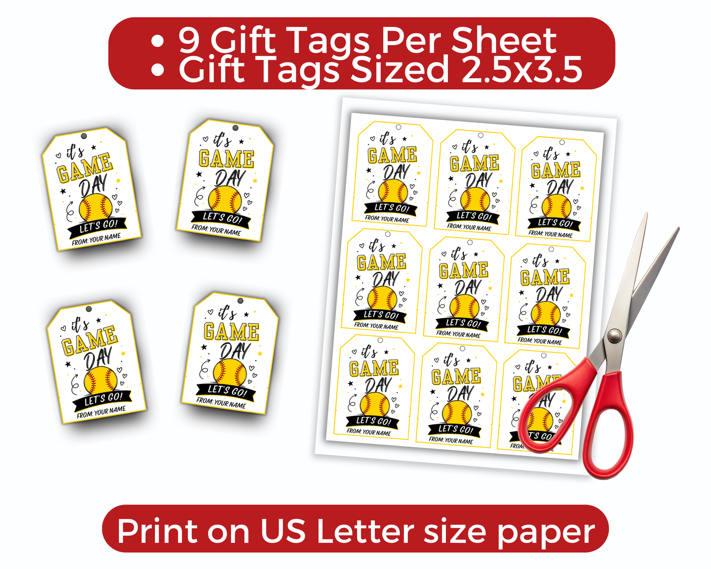 Editable Softball Team Treat Tags