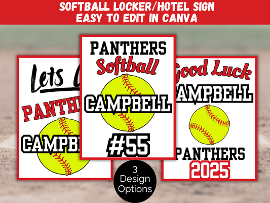 Editable Softball Locker Sign Template