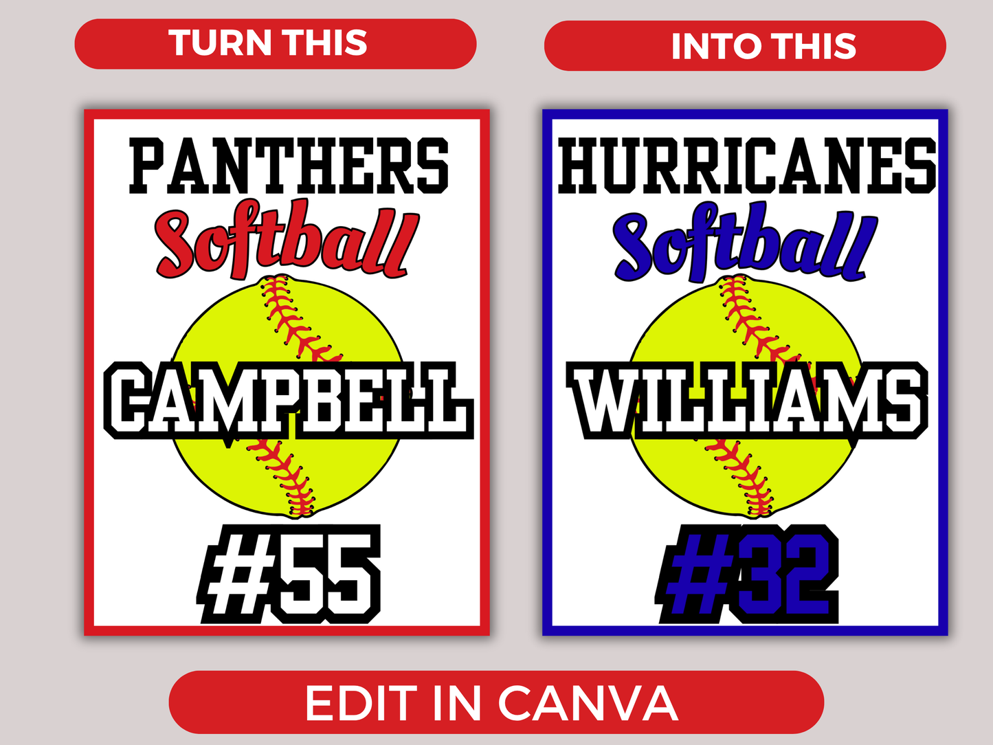 Editable Softball Locker Sign Template