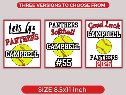 Editable Softball Locker Sign Template
