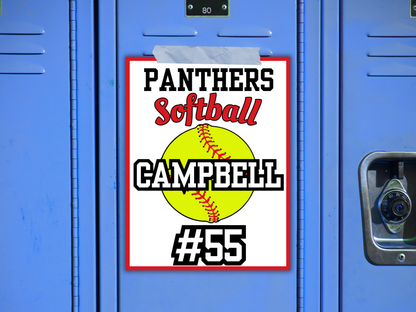 Editable Softball Locker Sign Template