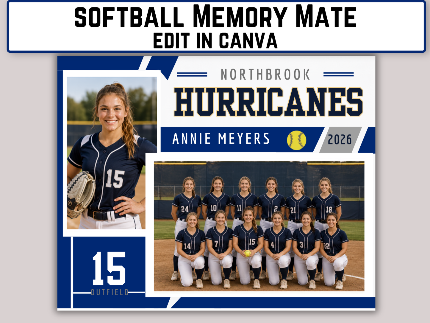 Editable Softball Memory Mate Template