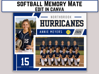 Editable Softball Memory Mate Template