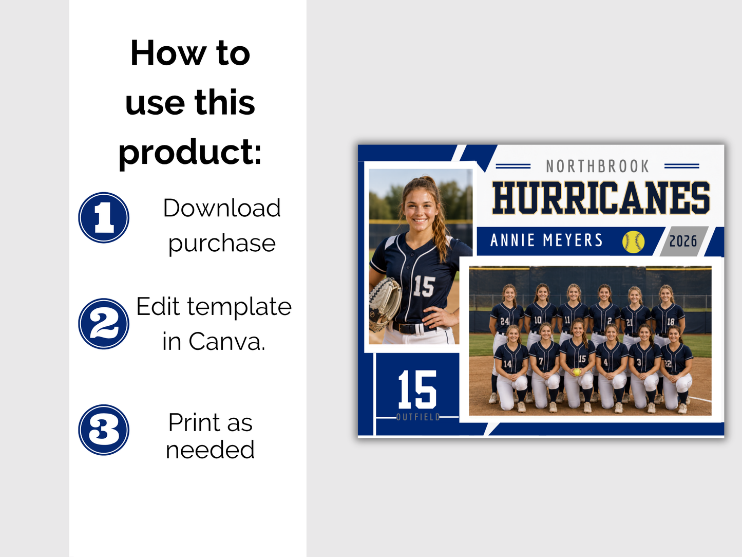 Editable Softball Memory Mate Template